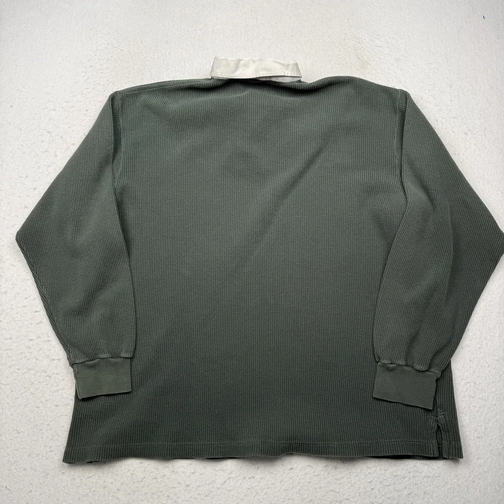 Polo By Ralph Lauren Polo Shirt Mens XL Green Waffle Knit Long Sleeve Pony Logo